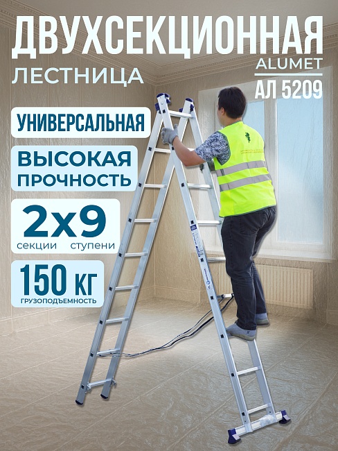 Лестница двухсекционная Alumet Ал 5209 фото 1