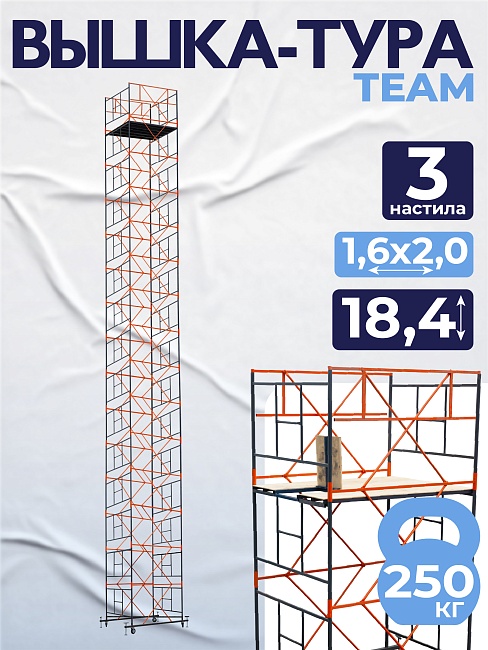 Вышка-тура TeaM ВСП 1.6х2.0, 18.4 м фото 1