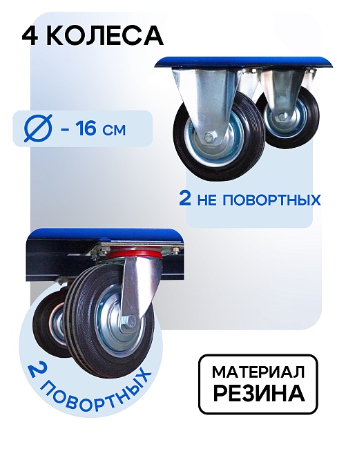 Платформенная тележка Промышленник 1200х700 ПБ-7.12 160 мм с трубчатыми бортами фото 4
