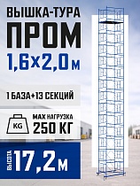 Купить Вышка-тура Промышленник ВСП Пром 1.6×2.0, 17.2 м