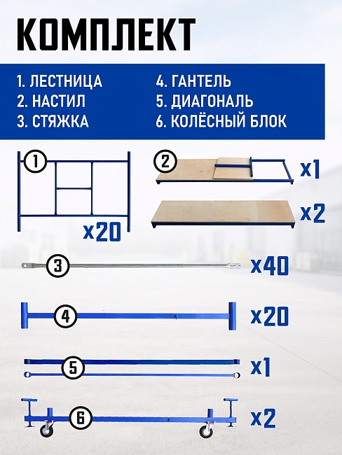 Вышка-тура Промышленник ВСП Пром 1.6×2.0, 12.4 м фото 4