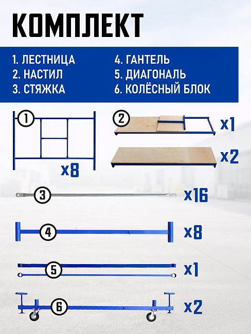 Вышка-тура Промышленник ВСП Пром 1.6×2.0, 5.2 м фото 4