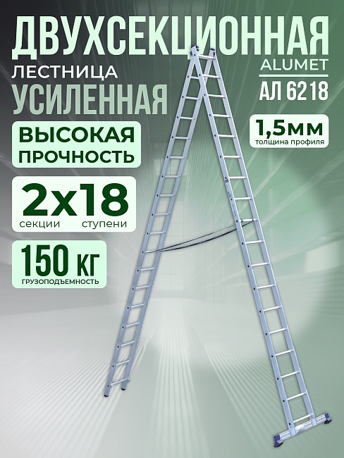 Лестница двухсекционная Alumet Ал 6218 фото 1